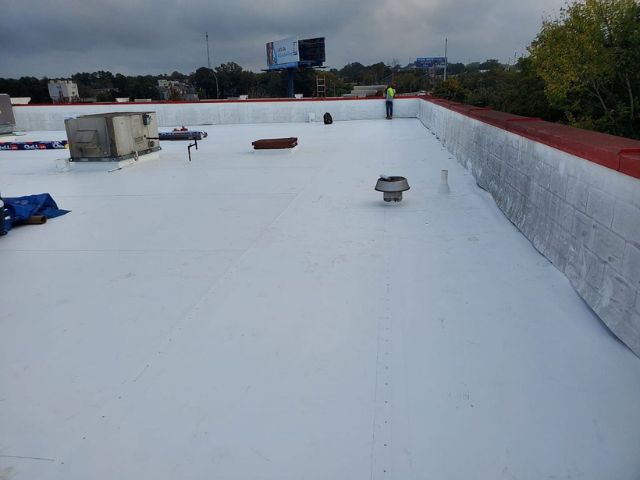flat roof installation on a commercial building project